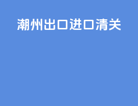 潮州出口进口清关