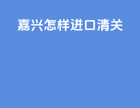 嘉兴怎样进口清关