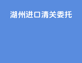 湖州进口清关委托