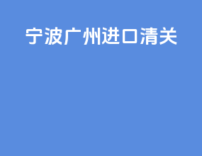 宁波广州进口清关
