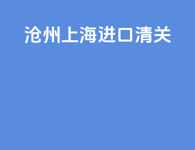 沧州上海进口清关