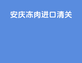 安庆冻肉进口清关