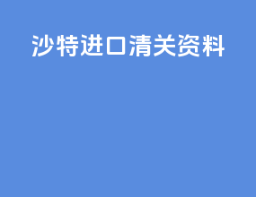 沙特进口清关资料