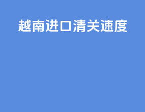 越南进口清关速度