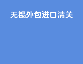 无锡外包进口清关