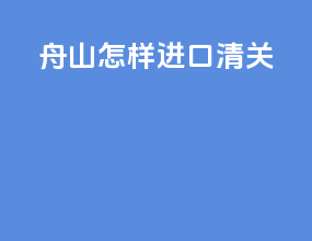 舟山怎样进口清关