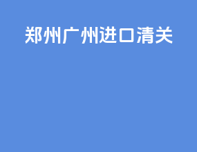 郑州广州进口清关