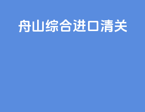 舟山综合进口清关