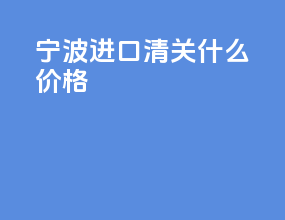 宁波进口清关什么价格