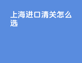 上海进口清关怎么选