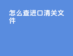 怎么查进口清关文件