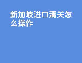 新加坡进口清关怎么操作