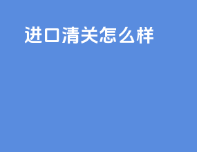 进口清关怎么样