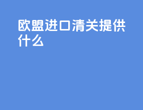 欧盟进口清关提供什么