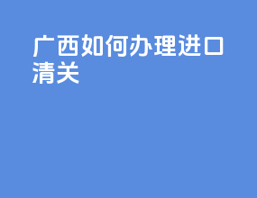 广西如何办理进口清关