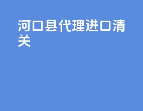 河口县代理进口清关