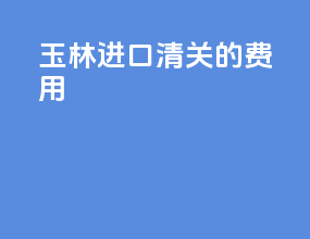 玉林进口清关的费用