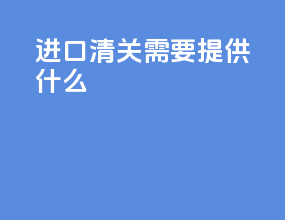 进口清关需要提供什么