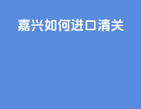 嘉兴如何进口清关