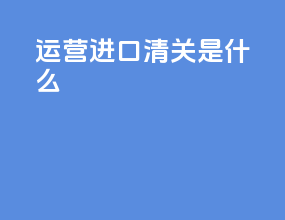运营进口清关是什么