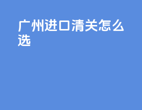 广州进口清关怎么选