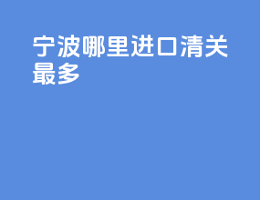 宁波哪里进口清关最多