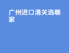 广州进口清关选哪家