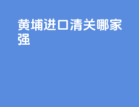 黄埔进口清关哪家强