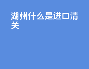 湖州什么是进口清关