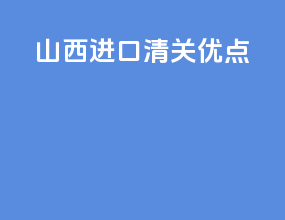 山西进口清关优点