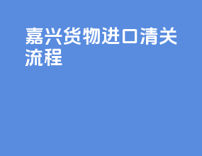 嘉兴货物进口清关流程