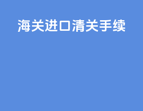 海关进口清关手续