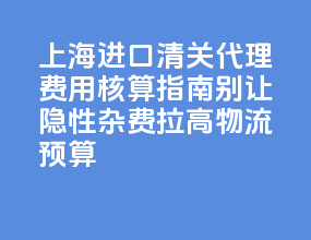 2026 上海进口清关代理费用核算指南，别让隐性杂费拉高物流预算