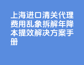 上海进口清关代理费用乱象拆解：2026 年降本提效解决方案手