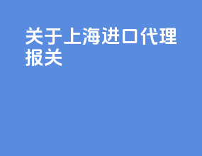 关于上海进口代理报关