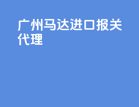 广州马达进口报关代理