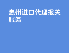 惠州进口代理报关服务