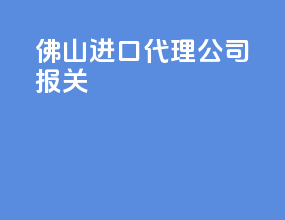 佛山进口代理公司报关