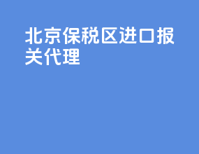 北京保税区进口报关代理