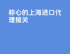 称心的上海进口代理报关