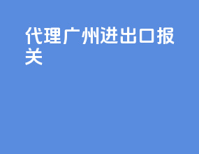 代理广州进出口报关