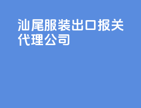 汕尾服装出口报关代理公司