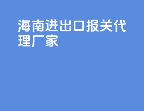 海南进出口报关代理厂家