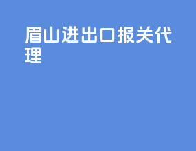 眉山进出口报关代理