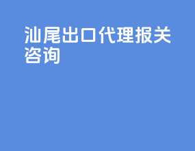 汕尾出口代理报关咨询