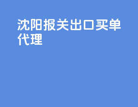 沈阳报关出口买单代理