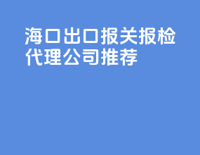 海口出口报关报检代理公司推荐