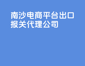 南沙电商平台出口报关代理公司