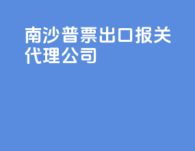 南沙普票出口报关代理公司