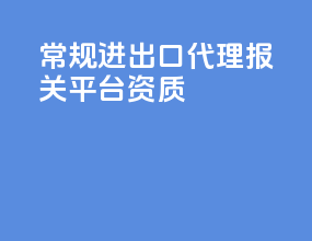 常规进出口代理报关平台资质